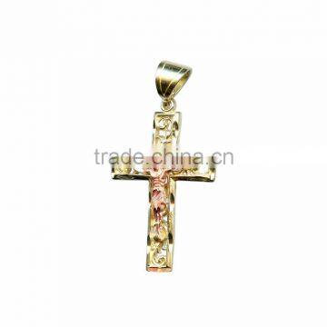 Two tone plated filigree cross pendant