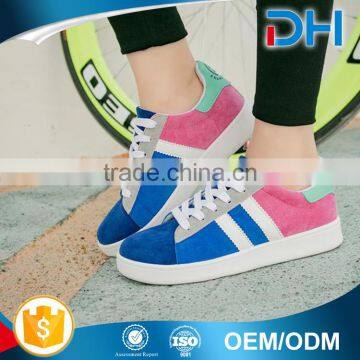 Women round head color block school style canvas shoes