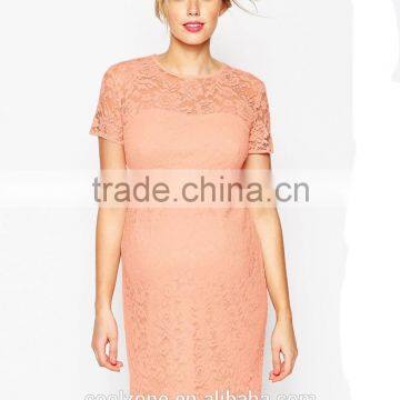 Contrast Waistband Bodycon Fit Lightweight Lace Preganat Women Dresses