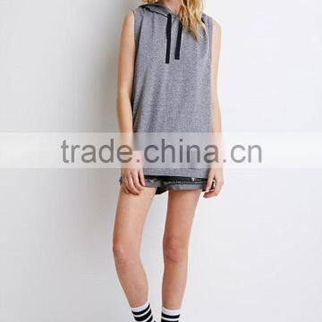 Wholesale Fully Lined Sleeveless Women Hoodie Knit Custom Hoodies 2015 photo-3