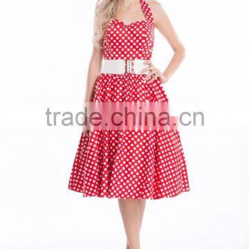 Women's Vintage Rockabilly Swing 1950's Evening Party Dress With Belt photo-5