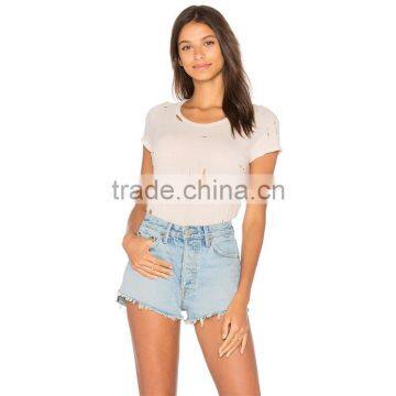 Top Sell Retro Clothing in Bulk Classic Women Blank Distressed t Shirts photo-4