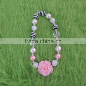 Children Plastic Necklace Girl Party Pearl Necklace With Rose photo-2