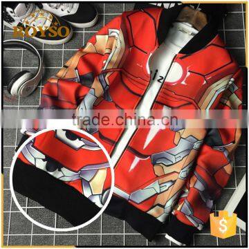 Fashion Men Bomber Style Printed Red Short Jacket