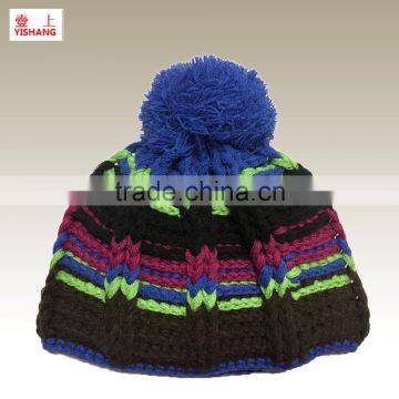 Lady hat 100%Acrylic fashion colorful hat lady top