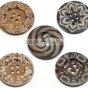 High Quality Scrapbooking 4 Holes Round Mixed 6cm Wood Sewing Buttons photo-3