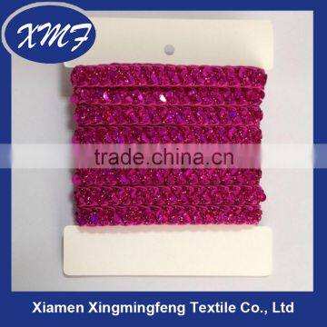 Wholesale 5cm cheap price round sequin tape trimming lace tape /sequin tape