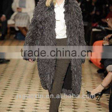 Faux grey fur long jacket