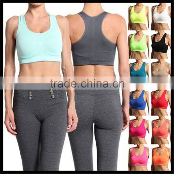 Plain Seamless Cropped TANK TOP Yoga Gym Active Sports Bra candy color