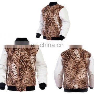 fashion cotton and spandex leopard printed cuff slim blazer jacket 2016 design