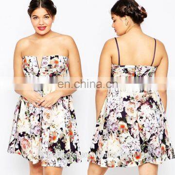 2015 women plus size backless Bandeau Floral Mini Dress