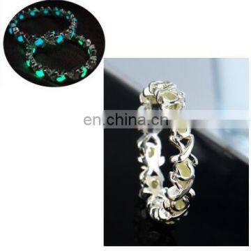 Hollow Out Heart Luminous Ring Glow In The Dark Ring Adjustable Ring