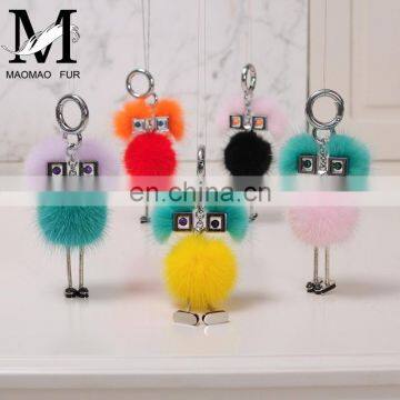 2016 Popular Mink Fur Keychain / Wholesale Luxury Mink Fur Car Fluffy Keychain