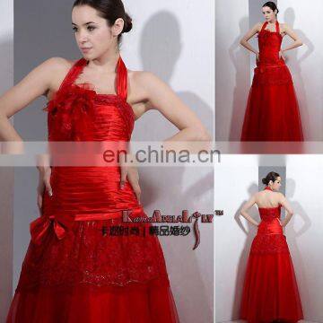 EM8017 Popular TOP quality halter red bridesmaid dress formal dress 2015