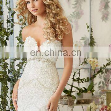 Gorgeous Lace and strapless wedding gown for women