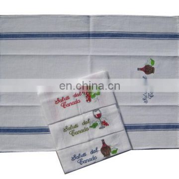 textile china supplier wholesale hot sale cheap cotton kitchen towel waffle embroidery tea towel