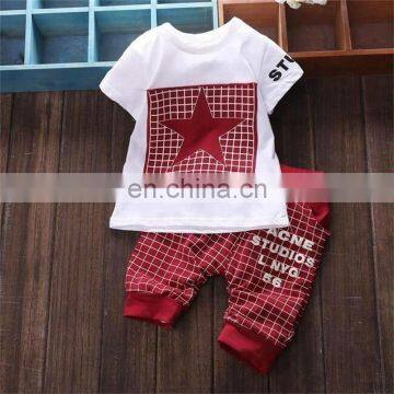 Hot sale baby boy clothes summer kids clothes sets suit star printed clothes newborn sport suits