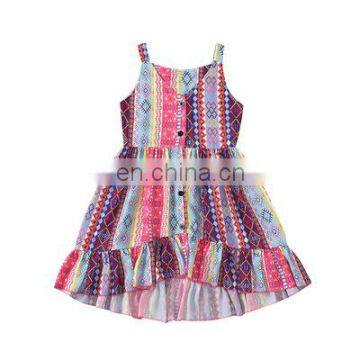 A0179# girls dress 2020 summer cotton sleeves print clothes kids dress