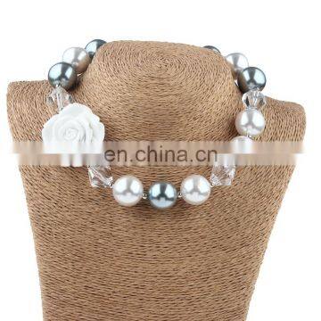 Baby Girl Necklace Bracelet 2pcs Set Children White Chunky Bubble Beads Necklace Jewelry Sets photo-2