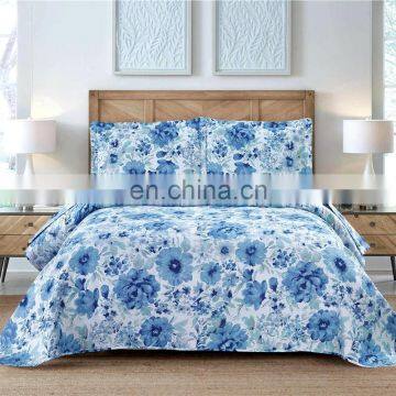 Chinese Style Ink Blue Flower Ultrasonic Quilt Sets Lightweight Summer Quilt Wholesale Cheap Bedspreads photo-3