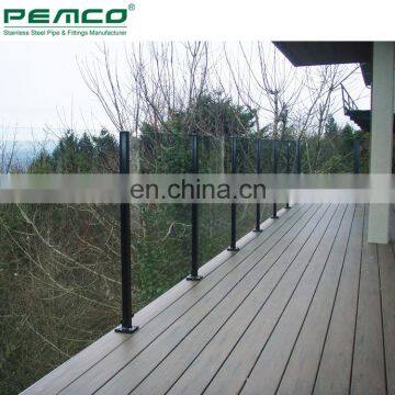 Stainless Steel Black Slotted Pipe Glass Railing Baluster Balcony Stainless Steel Glass Balustrade