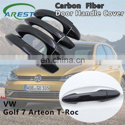 4 PCS Exterior Carbon Fiber Door Handle Cover Catch Trim Car Accessories for VW Volkswagen Golf 7 T-Roc Arteon 2013 2017 2018