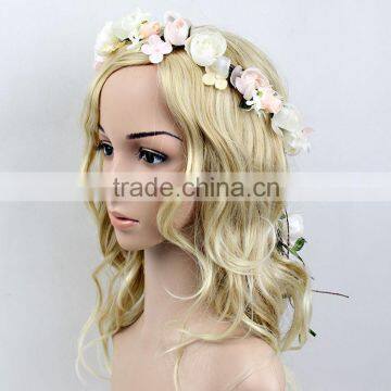 New Design Mori Girl Hiar Artificial Flower Wreath For Wedding photo-3