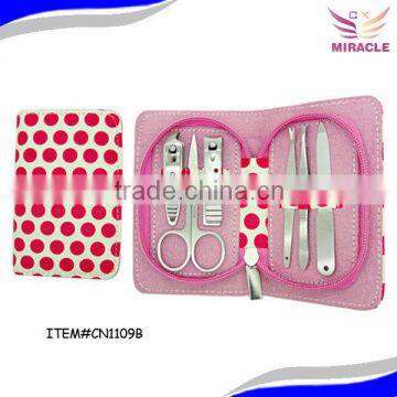 Pink and cream poka dot manicure set nice design personal care set