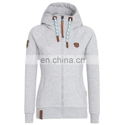 Manufacturer Wholesale Women's Hooded Pullover Sweater Zipper Solid Color Long Sleeve Cardigan Jacket Custom LOGO