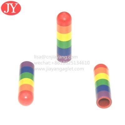 rainbow color plastic aglet for shoelace round nylon lace with ABS plastic aglet tips hoodies aglet end