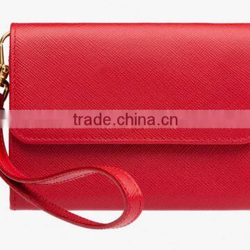 Genuine Saffiano Leather Red Branded Business Name CardHolder Credit Card Bag Coin Purse With Removable Wristbands for Ladies photo-2