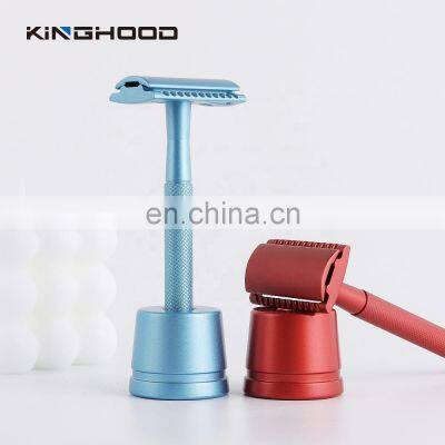 Eco Friendly Woman Metal Stainless Steel Safety Shave Shaving Razor with Stand