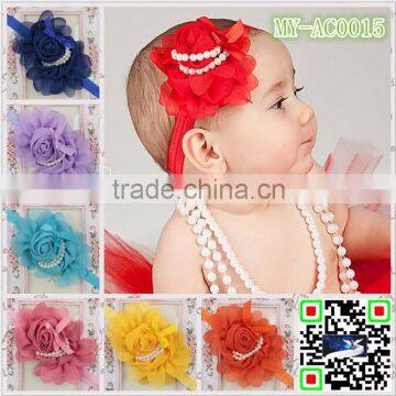 high quality jewelry chiffon rose flower baby girls hair accessories MY-AC0015