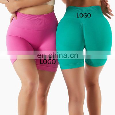 Summer New Solid Color Seamless Scrunch Butt Short Leggings Women Tiktok Yoga Shorts Workout Running Wear High Waist Pants