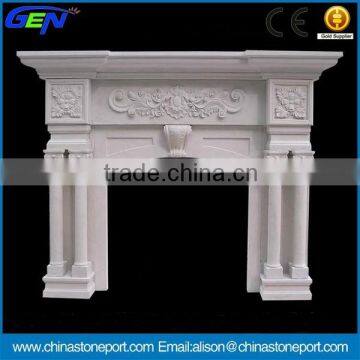 Beautiful White Natural Marble Stone Fireplace photo-2