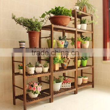 The Combination of Multilayer Solid Wood Flower Shelf Rack of Large Capacity High Flower Floor Type Shelf Display photo-3