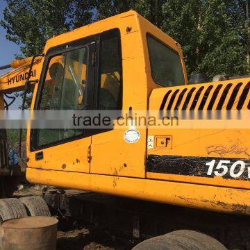 used South Korean wheel excavator Hyundai 150W-7 /original korean wheel excavator