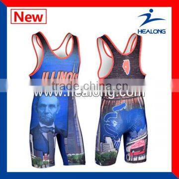 2014 Newest design custom sublimated wrestling wear