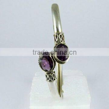 Amethyst !! Simple Kada 925 Sterling Silver Bangles, Gemstone Silver Jewellery, Handmade Silver Jewellery