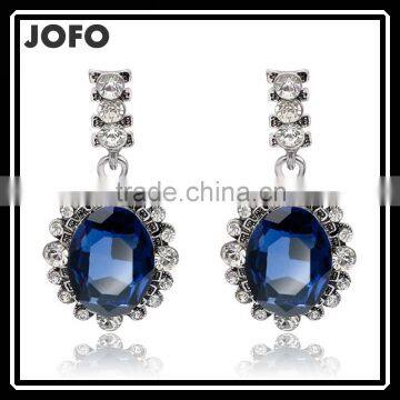 2016 Hot Sell Blue Crystal Drop Earrings For Wedding