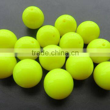 Wholesale Neon Yellow Beads Fluorescence 20mm solid Bubblegum beads For Kids Chunky Necklace Party Use