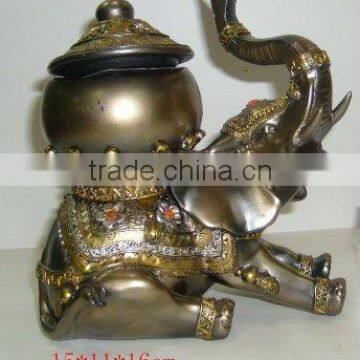 polyresin elephant w/trinket box decoration