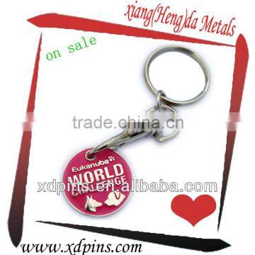 metal brand name keychain/ custom iron coin keychain