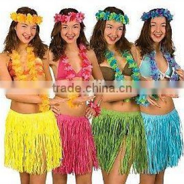 Hawaiian Fancy Dress Hula Grass Skirt With Flower Accessories BW1079