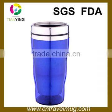 chear plastic outer Stainless steel coffee travel cup mug with no handle