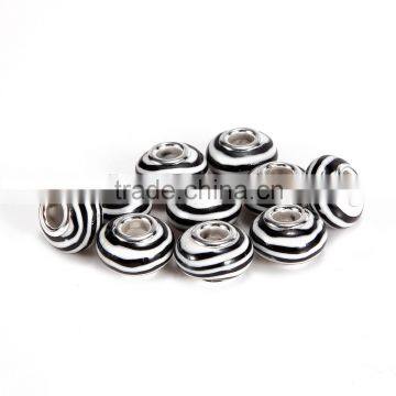 Hot Selling Fimo/Soft Clay Polymer 10 pcs Black Stripe Color Glass Beads Loose Beads