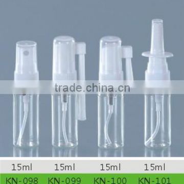 15ml PET empty plastic spray bottles( with spray pump, nose pump, throat spray pump)