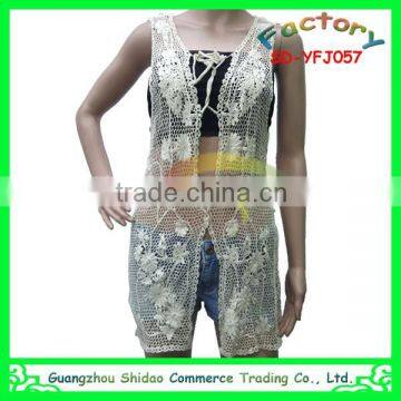 Manufacturer high quality fashion cotton sleeveless embroidery cotton blouses