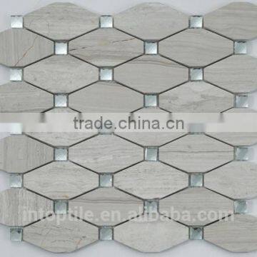 new design marble diamond sharp mix glass mosaic tiles for wall floor                        
                                                                                Supplier's Choice