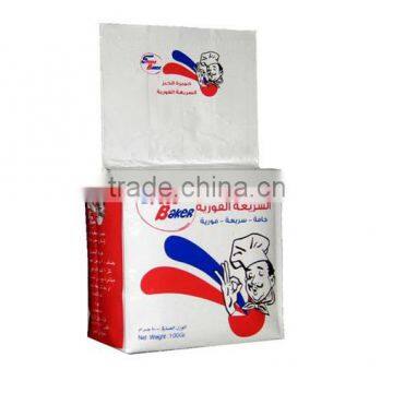 Swelling sachets packing dried instant and active bakery yeast